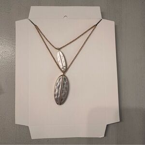 Romolo Silver & Gold Double Chain Leaf Pendant Necklace NWT